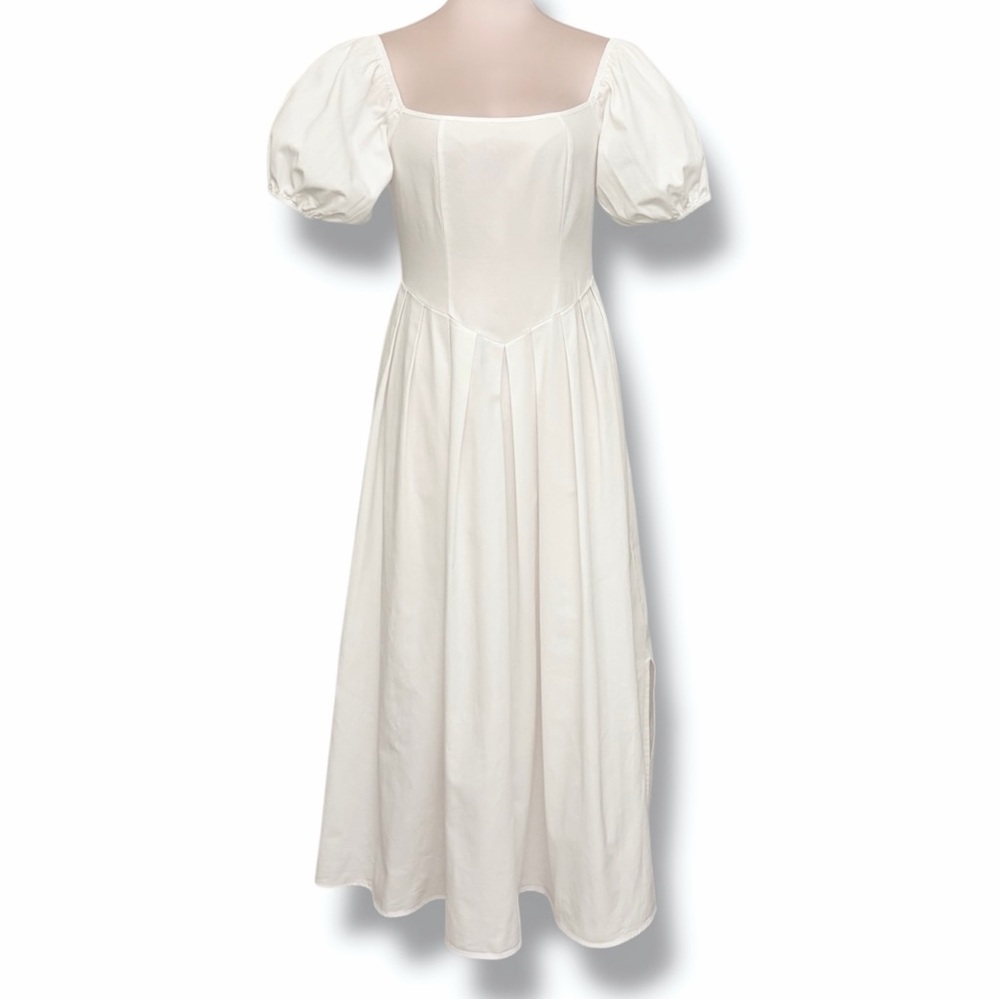 Nasty Gal White Square Neck Puff Sleeve Maxi Dress Size 4